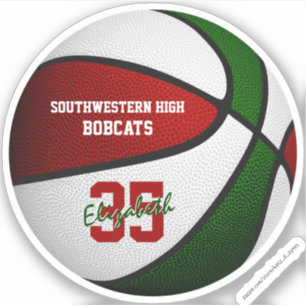 Sticker Rouge vert basket filles garçons équipe couleurs