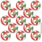 Sticker rouge vert équipe couleurs volley joueurs noms (Devant)