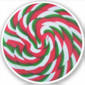 Sticker Rouge vert et blanc bonbon Cercle forme photo (Devant)