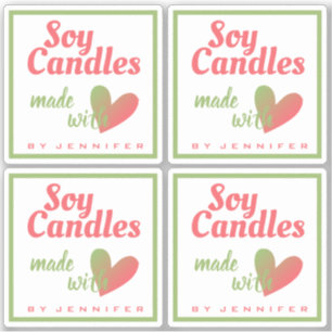 Sticker Rouge vert vintage fait avec des bougies de soja d