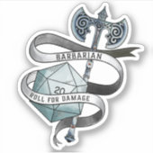 Sticker rouleau barbare pour dommages d20 grande hache (Devant)