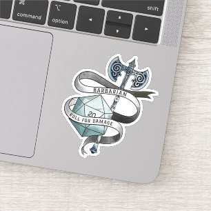 Sticker rouleau barbare pour dommages d20 grande hache