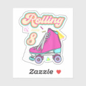Sticker Rouler dans 8 ans vieux Roller Skate 8e anniversai (Feuille)