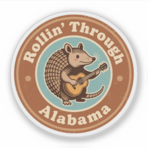 Sticker Roulis Vintage à Travers l'Armadillo Drôle d'Alaba