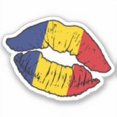 Sticker Roumanie Roumain Lipstick Love Drapeau (Recto)
