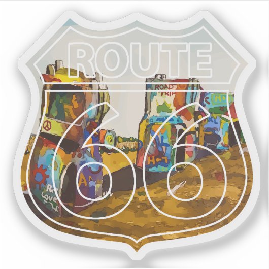 Sticker Route 66 Cadillac (Devant)