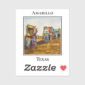Sticker Route 66, Cadillac Ranch, Amarillo Texas (Feuille)
