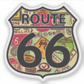 Sticker Route 66 en forme de panneau routier (Devant)