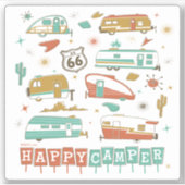 Sticker Route 66 Happy Camper (Devant)