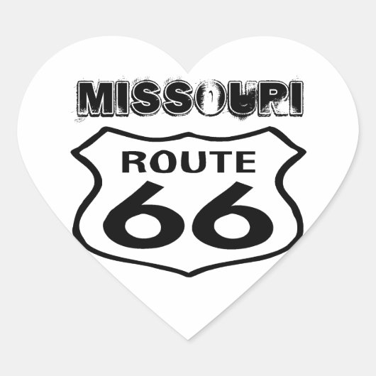 Sticker  route 66 versleten staat Missouri hart (Voorkant)
