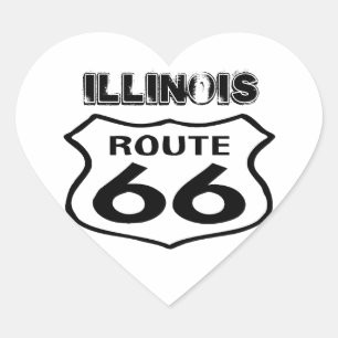 Sticker Route 66 Worn State Illinois Heart