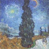Sticker Route avec cyprès de Van Gogh Impressionnisme (Devant)