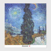 Sticker Route avec cyprès de Van Gogh Impressionnisme (Feuille)