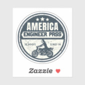 Sticker Route Engineer Pass, voyage à moto en couleur (Feuille)