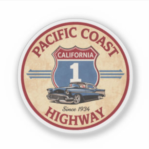 Sticker route moto pacific coast highway california 