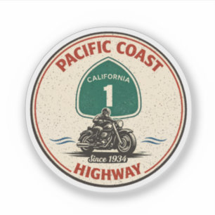 Sticker route moto pacific coast highway californie 