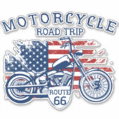 Sticker Route Moto Route 66 États-Unis Drapeau (Devant)