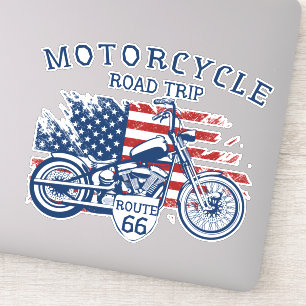 Sticker Route Moto Route 66 États-Unis Drapeau