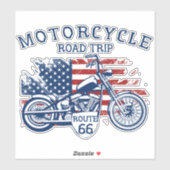 Sticker Route Moto Route 66 États-Unis Drapeau (Feuille)