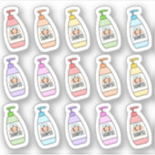 Sticker Routine de douche de lavage de cheveux de shampoin (Devant)
