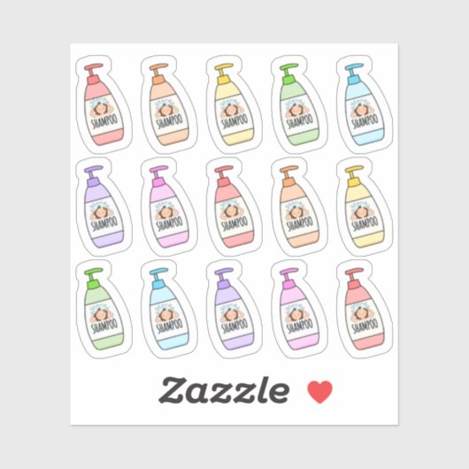 Sticker Routine de shampooing des cheveux sous la douche P (Feuille)