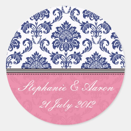 Sticker Royal Blue and Pink Mariage damassé (Devant)