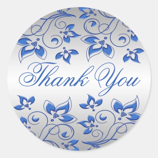 Sticker Royal Blue Floral et Silver Merci (Devant)