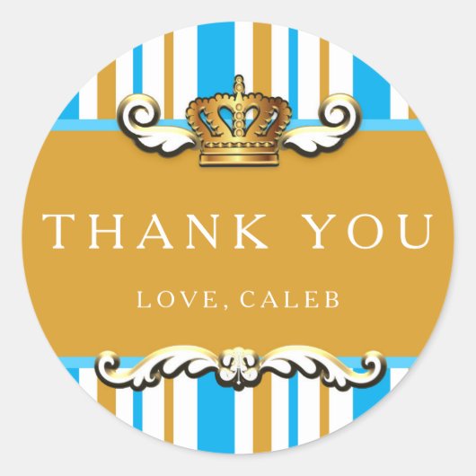 Sticker Royal Blue & Gold Crown Prince Party Favor (Devant)