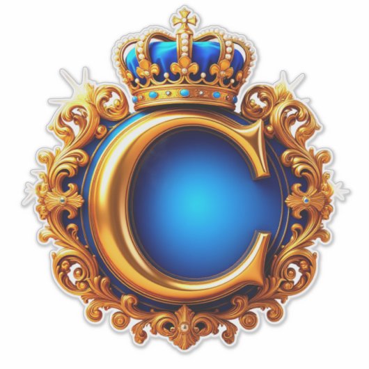 Sticker Royal Blue Letter C Monogram (Devant)