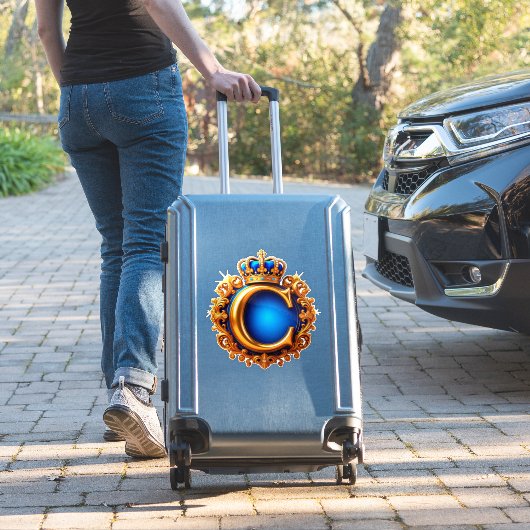 Sticker Royal Blue Letter C Monogram (Valise Insitu)