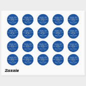 Sticker Royal Blue Mariage Merci Classic rond (Feuille)
