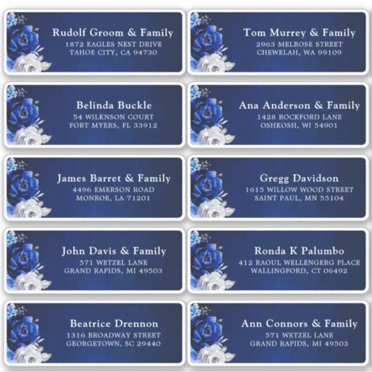 Sticker Royal Blue White Silver Mariage Adresse d'hôte Sti (Devant)