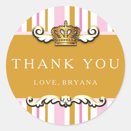Sticker Royal Pink & Gold Crown Princess Party (Devant)