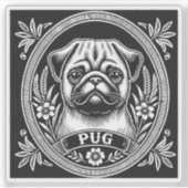 Sticker "Royal Pug Portrait" Vinyl (Devant)