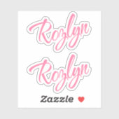 Sticker Rozlyn nom rose cursive police x2 (Feuille)