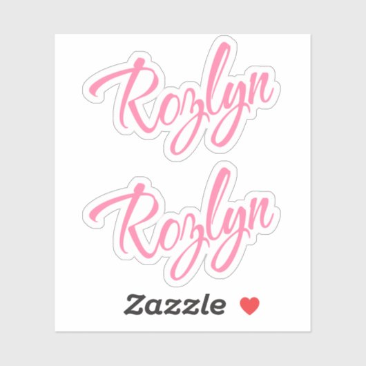 Sticker Rozlyn nom rose cursive police x2 (Feuille)