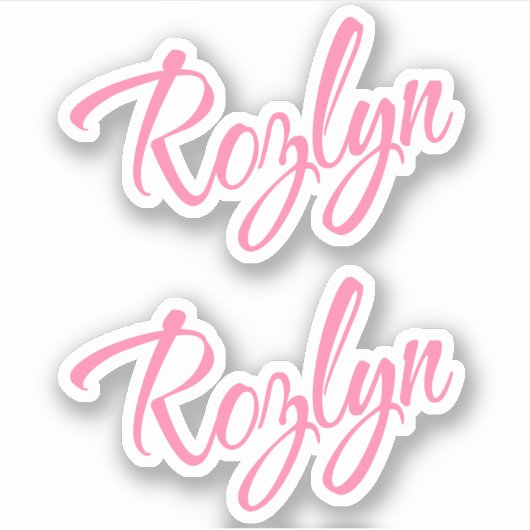 Sticker Rozlyn nom rose cursive police x2 (Devant)