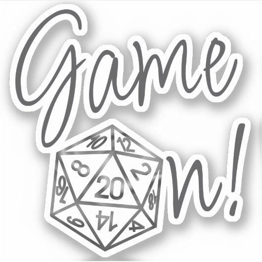 Sticker RPG Game On | Classic Tabletop PnP Roleplayer Dice (Devant)