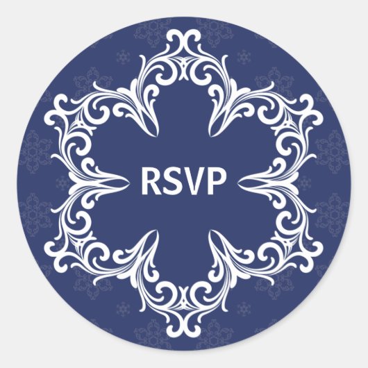 Sticker RSVP de mariage d'hiver dans la marine (Devant)