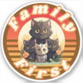 Sticker Rtro Sunchine - Amoureux de les chats - Famille d' (Devant)