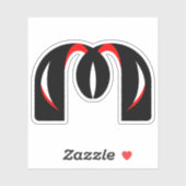 Sticker Ruban abstrait Monogramme M accents rouges (Feuille)