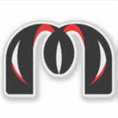 Sticker Ruban abstrait Monogramme M accents rouges (Devant)