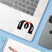 Sticker Ruban abstrait Monogramme M accents rouges (Ordinateur portable avec iPhone)