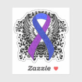 Sticker Ruban bleu et violet avec ailes (Feuille)