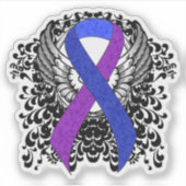 Sticker Ruban bleu et violet avec ailes (Devant)