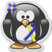Sticker Ruban Penguin de sensibilisation bleu et jaune (Devant)
