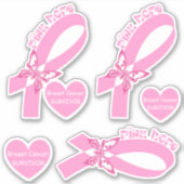 Sticker Ruban rose avec le papillon Survivant du cancer du (Devant)