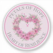 Sticker Ruban Rose Floral Cœur (Devant)