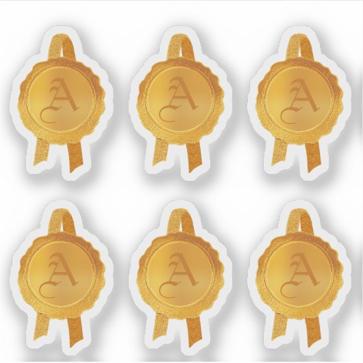Sticker Rubans Faux Award/Certificat Seal (Gold Initial) (Devant)