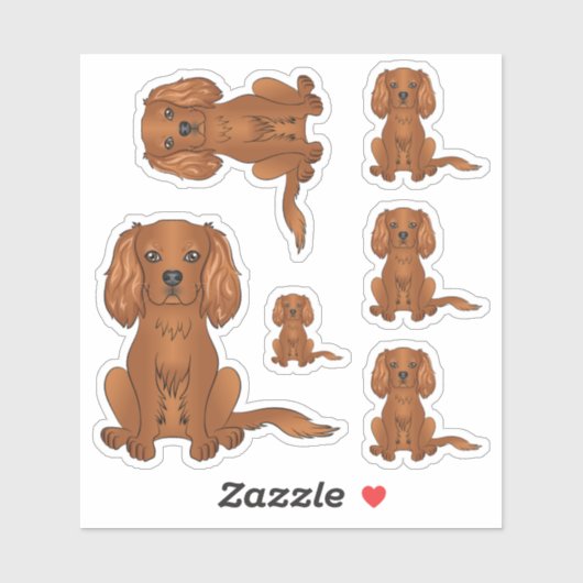 Sticker Ruby Cavalier King Charles Spaniel Chien assis (Feuille)